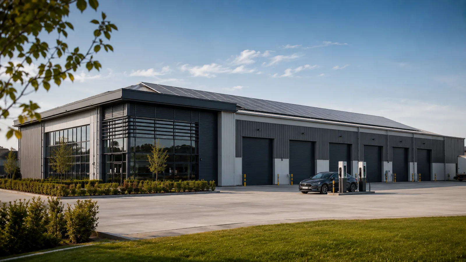 Illustrative commercial solar-ready roof and power project context; not a completed Zamax project